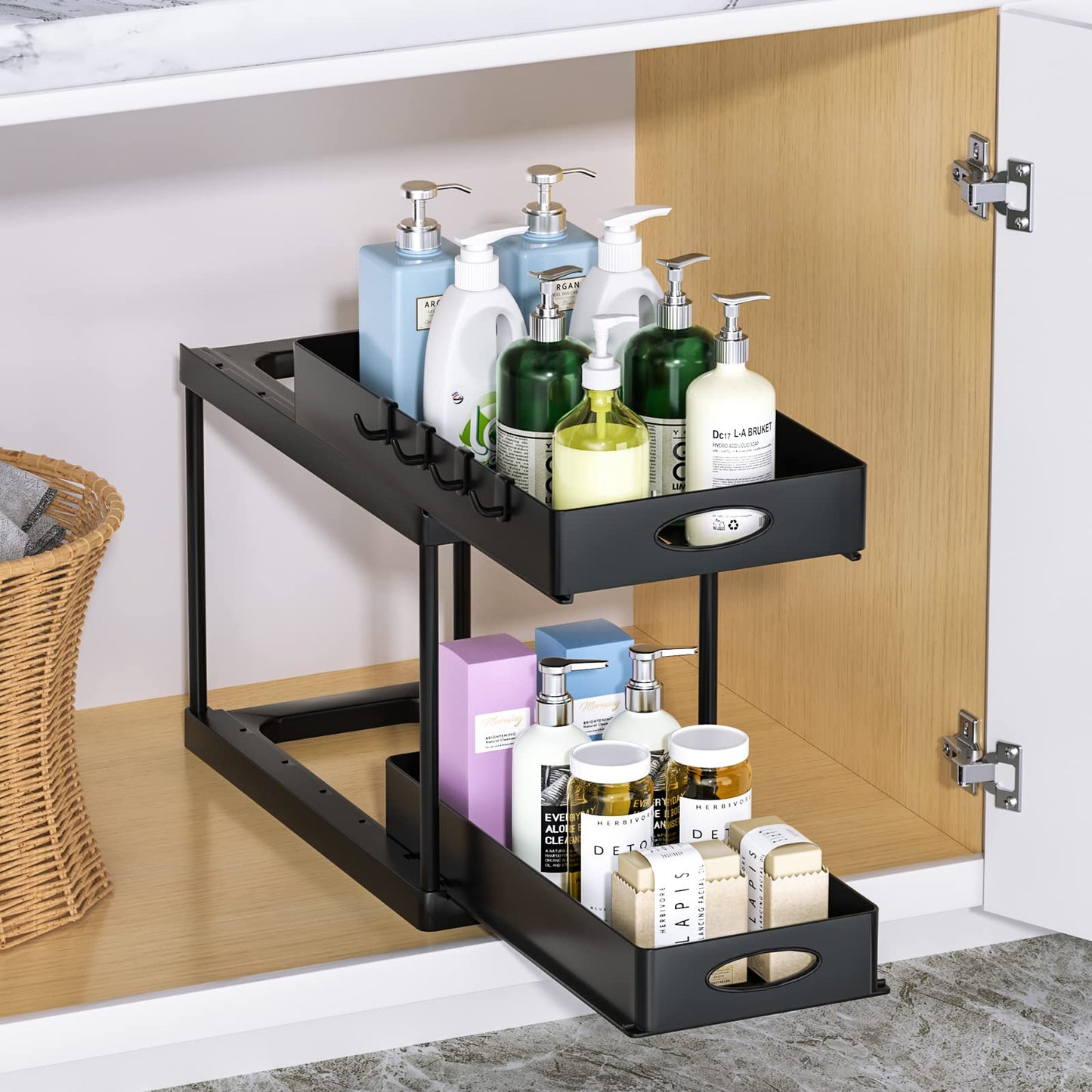 Dual Sliding Under Sink Organizer