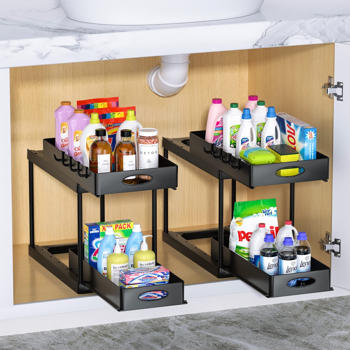 Dual Sliding Under Sink Organizer